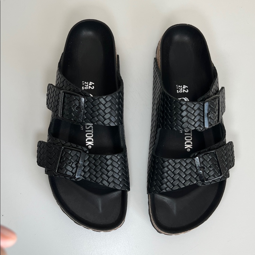 Birkenstock x STAUD Black Braided Slide Sandals
